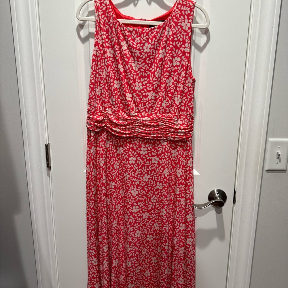 Jessica Howard Red and White Floral Sleeveless Dress